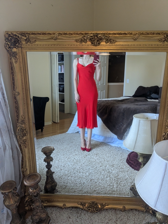 Altar'd State Dresses & Skirts - Blood Orange Slip Midi Dress - Women's Elegant V-Neck
